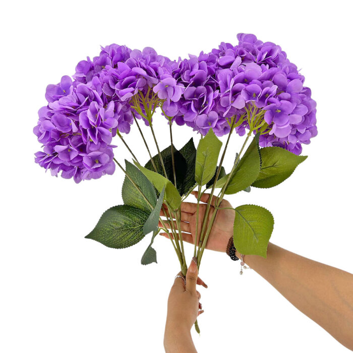 GNW Light Purple Artificial 5-head Single Hydrangea Silk LRR-495 - Image 3