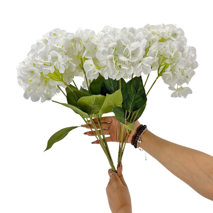 GNW White Artificial 5-head Single Hydrangea Silk LRR-488 - Image 3