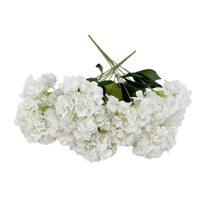 GNW White Artificial 5-head Single Hydrangea Silk LRR-488 - Image 2