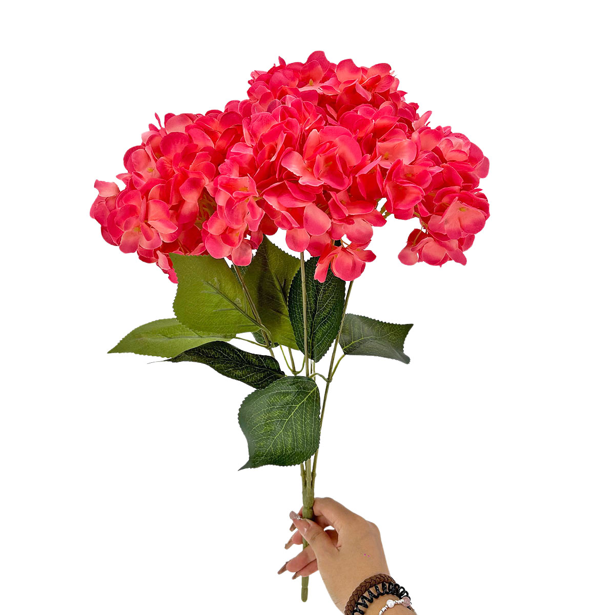 IMG_8266 GNW Red Artificial 5-head Single Hydrangea Silk LRR-493 - Image 1