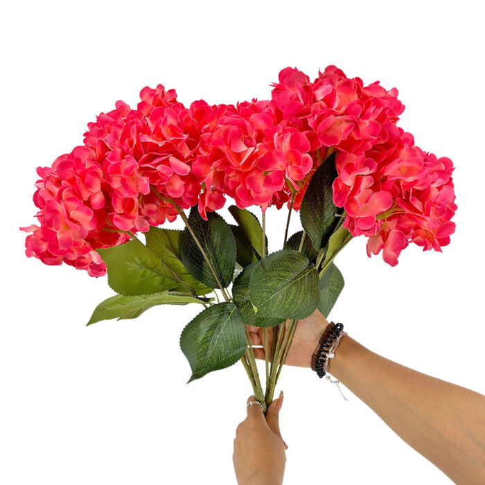 GNW Red Artificial 5-head Single Hydrangea Silk LRR-493 - Image 3