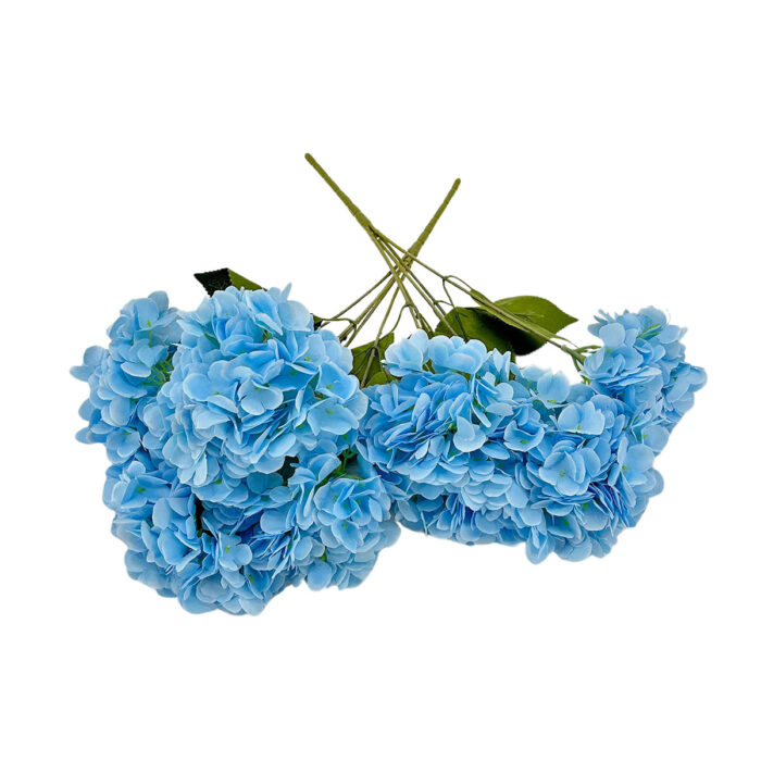 GNW Blue Artificial 5-head Single Hydrangea Silk LRR-497 - Image 2
