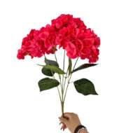 GNW Rose Red Artificial 5-head Single Hydrangea Silk LRR-494