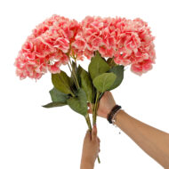 GNW Pink Artificial 5-head Single Hydrangea Silk LRR-491 - Image 3