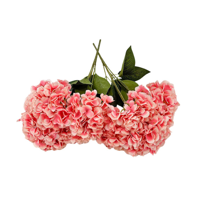 GNW Pink Artificial 5-head Single Hydrangea Silk LRR-491 - Image 2