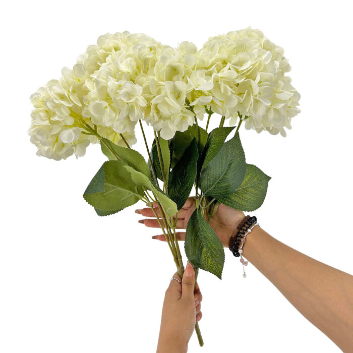 GNW Milky White Artificial 5-head Single Hydrangea Silk LRR-489 - Image 3
