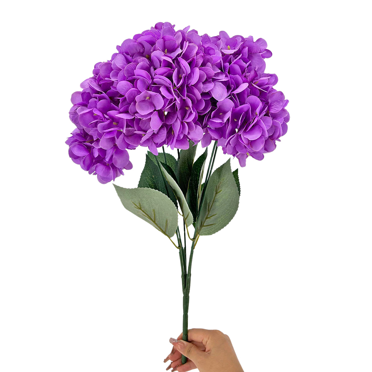IMG_8316 GNW Purple Artificial 5-head Single Hydrangea Silk LRR-496 - Image 1