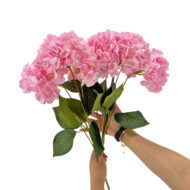 GNW Pink Artificial 5-head Single Hydrangea Silk LRR-490 - Image 3