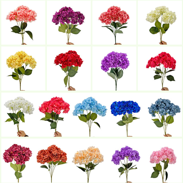 GNW Fuchsia Artificial 5-head Single Hydrangea Silk LRR-500 - Image 4