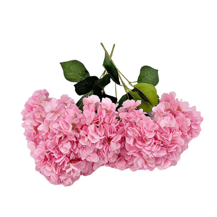 GNW Pink Artificial 5-head Single Hydrangea Silk LRR-490 - Image 2
