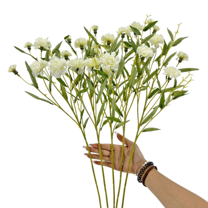 GNW White Artificial Carnations Flower QZ-20 - Image 3