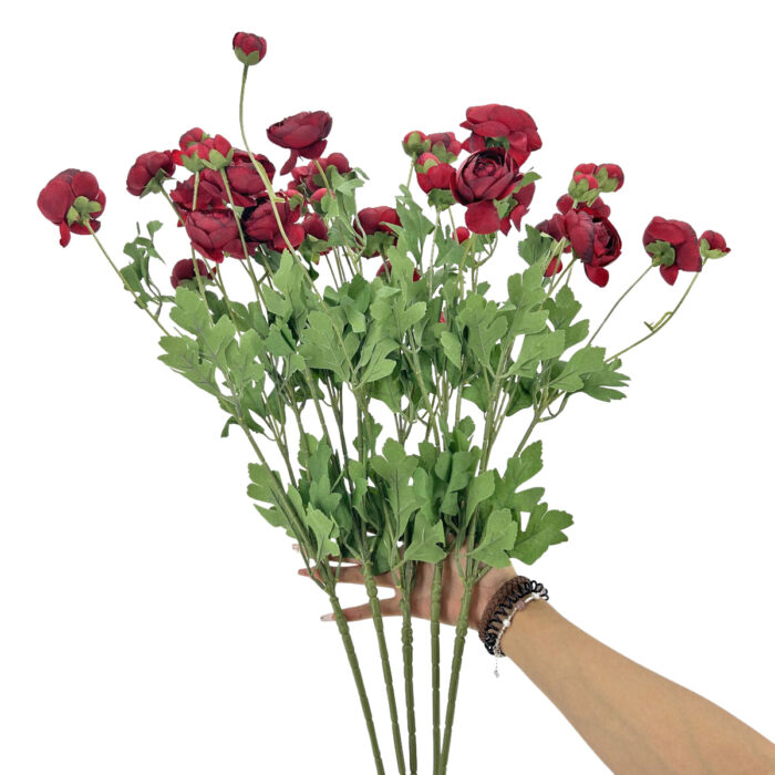 GNW Red Artificial 8-head Ranunculus WX-36 - Image 3