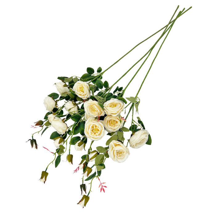 GNW Milky White Artificial 6-head Garden Rose Silk WX-10 - Image 2