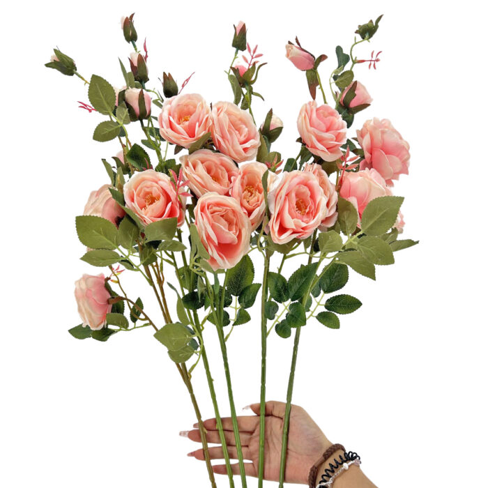 GNW Pink Artificial 6-head Garden Rose Silk WX-13 - Image 3