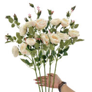 GNW White Pink Artificial 6-head Garden Rose Silk WX-11 - Image 3