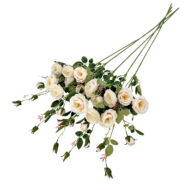 GNW White Pink Artificial 6-head Garden Rose Silk WX-11 - Image 2