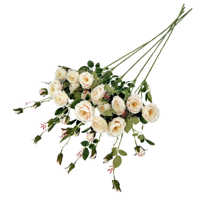GNW White Pink Artificial 6-head Garden Rose Silk WX-11 - Image 2