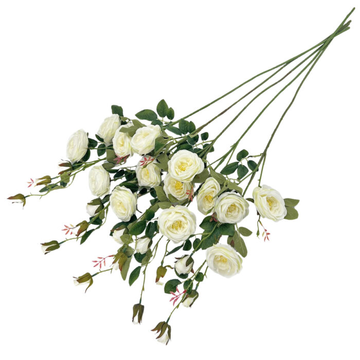 GNW White Artificial 6-head Garden Rose Silk WX-37 - Image 2