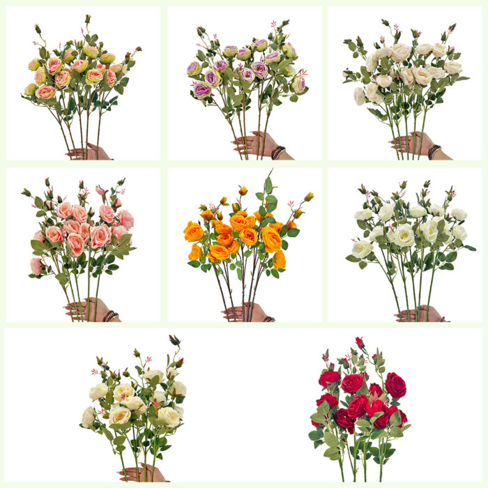 GNW White Artificial 6-head Garden Rose Silk WX-37 - Image 4