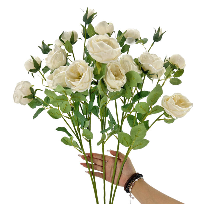 GNW White Artificial David Austin Rose Silk WX-70 - Image 3
