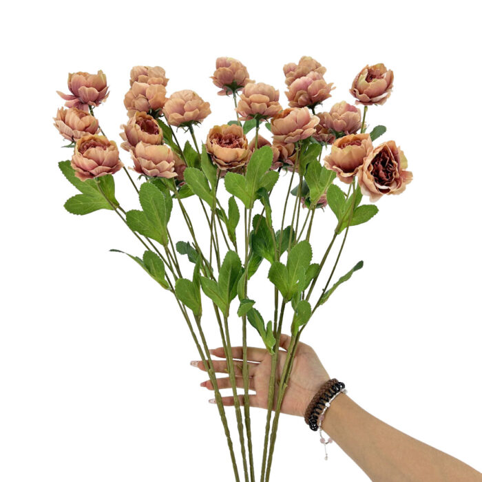 GNW Light Brown Artificial Chinese Rose Peony WX-25 - Image 3
