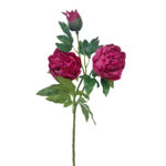 GNW Fuchsia Artificial 3-head Garden Rose Real Touch QH-116