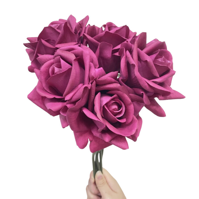 GNW White Pink Artificial 5-head Wedding Rose Sticks Real Touch SG-34 - Image 3
