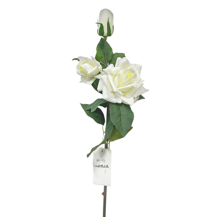 GNW White Artificial 3-head Garden Rose Real Touch QH-02 - Image 2