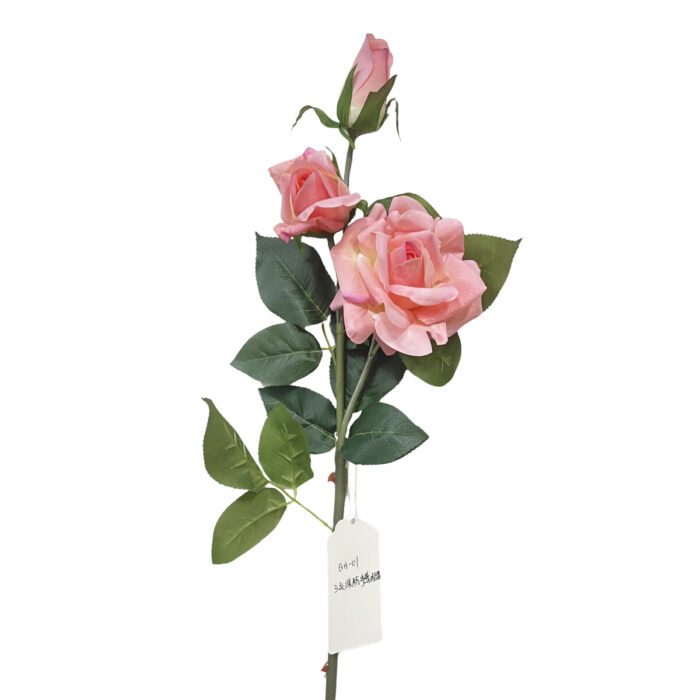GNW White Artificial 3-head Garden Rose Real Touch QH-02 - Image 3