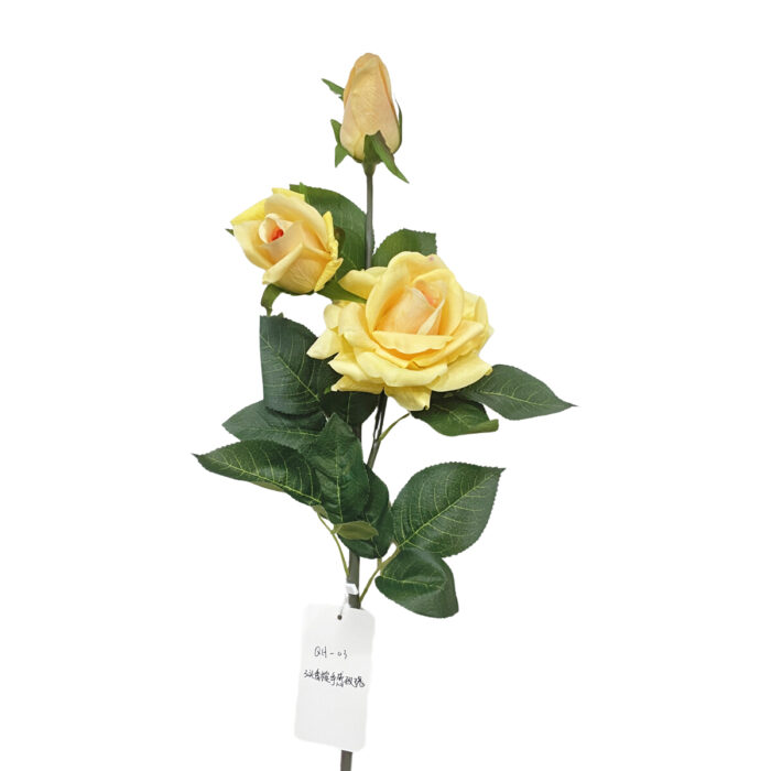 GNW White Artificial 3-head Garden Rose Real Touch QH-02 - Image 4