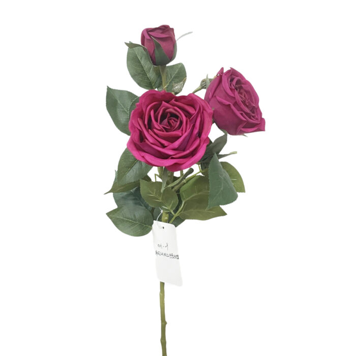 GNW Blue Artificial 3-head Garden Rose Real Touch QH-07 - Image 8