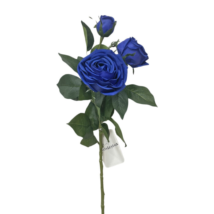 GNW Blue Artificial 3-head Garden Rose Real Touch QH-07 - Image 2