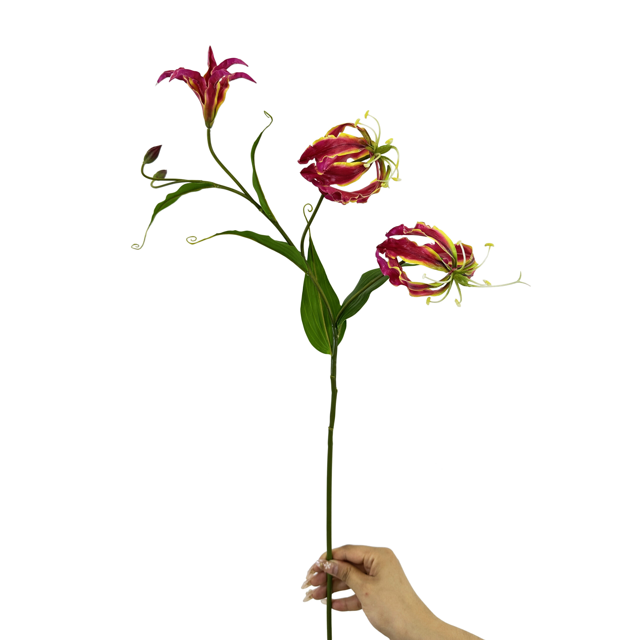 23 GNW Rose Red Artificial Gloriosa Lily Real Touch LZ-224-1 - Image 1