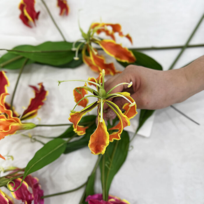 GNW Orange Artificial Gloriosa Lily Real Touch LZ-223 - Image 2