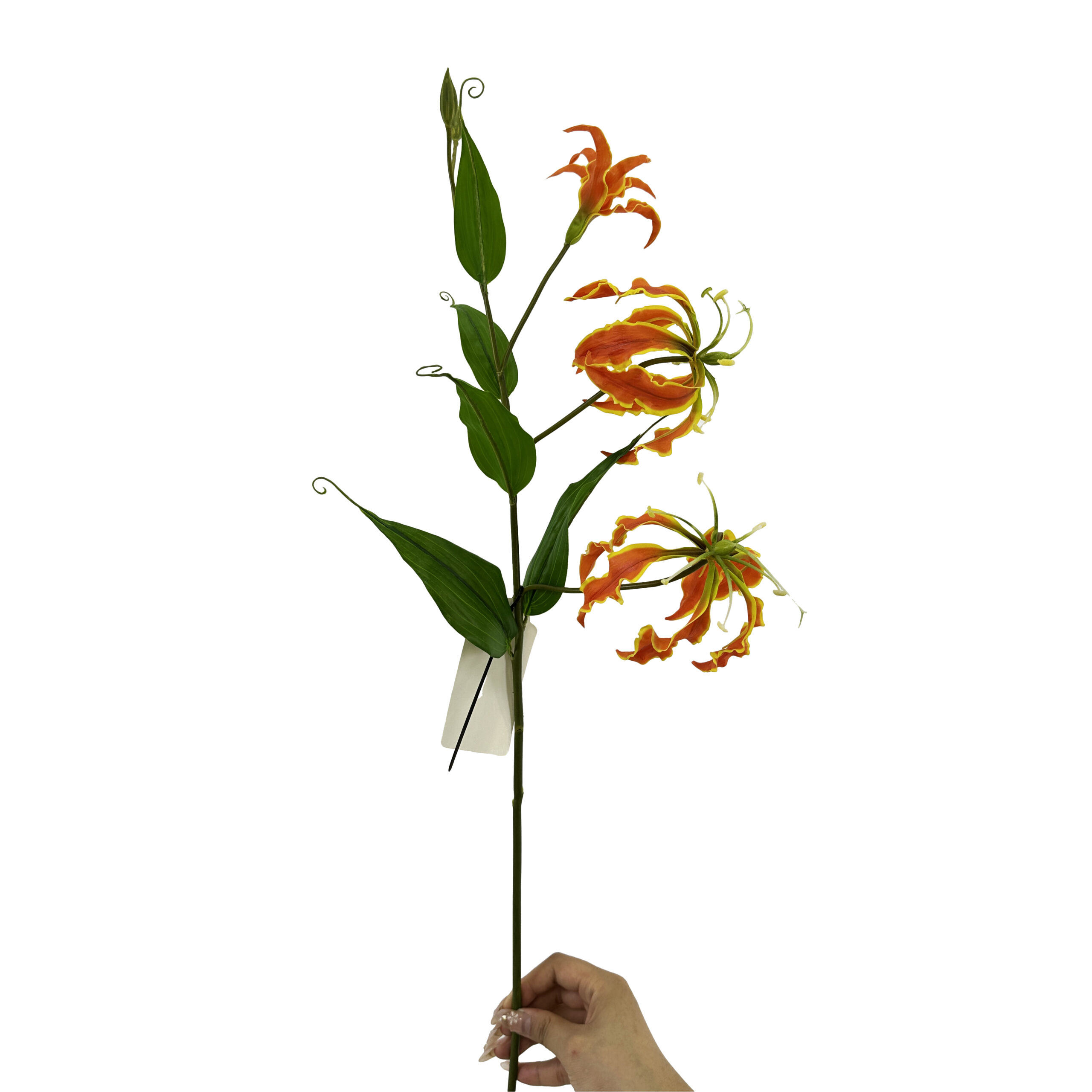 24 GNW Orange Artificial Gloriosa Lily Real Touch LZ-223 - Image 1