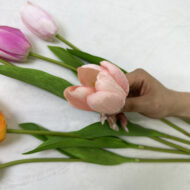 GNW Peach Pink Artificial Tulips Real Touch YB-03 - Image 2