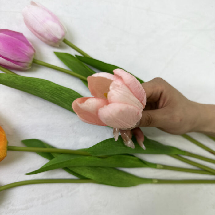 GNW Peach Pink Artificial Tulips Real Touch YB-03 - Image 2
