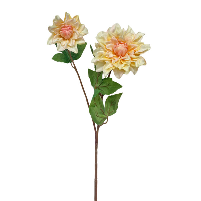 GNW Yellow Artificial 2-head Dahlia Real Touch QH-101 - Image 2