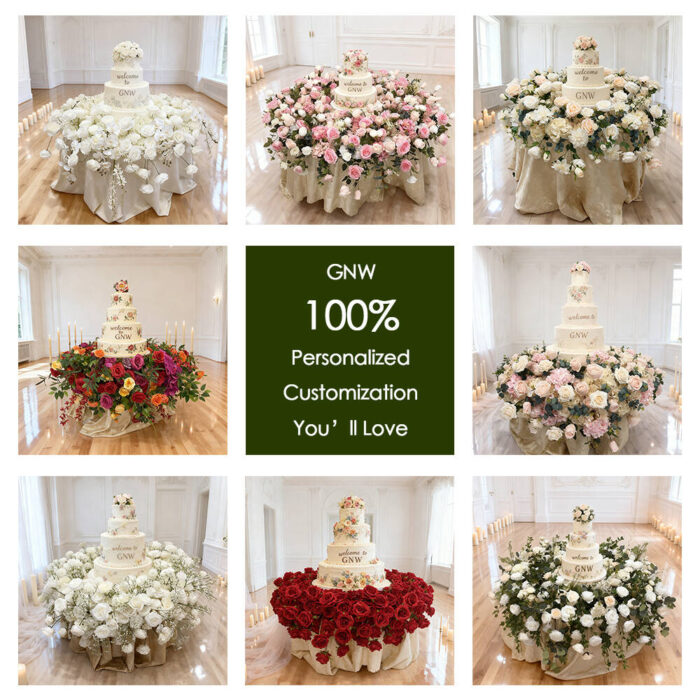 Custom Design Wedding Cake Floral Decoration With Artificial Flowers Real Touch High Quality Silk Material - Image 3
