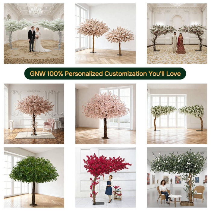 Custom Design Artificial Flowering Tree With Crystal Flower Centerpieces Wedding - Image 2
