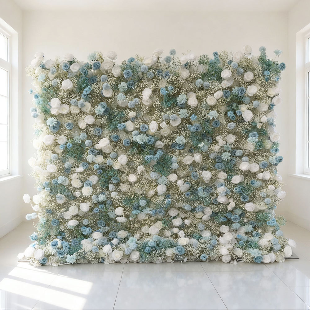 Blue-wall-2509 (25) Factory Price Wholesale Artificial Flower Wall for Wedding Decoration Low MOQ - Image 1