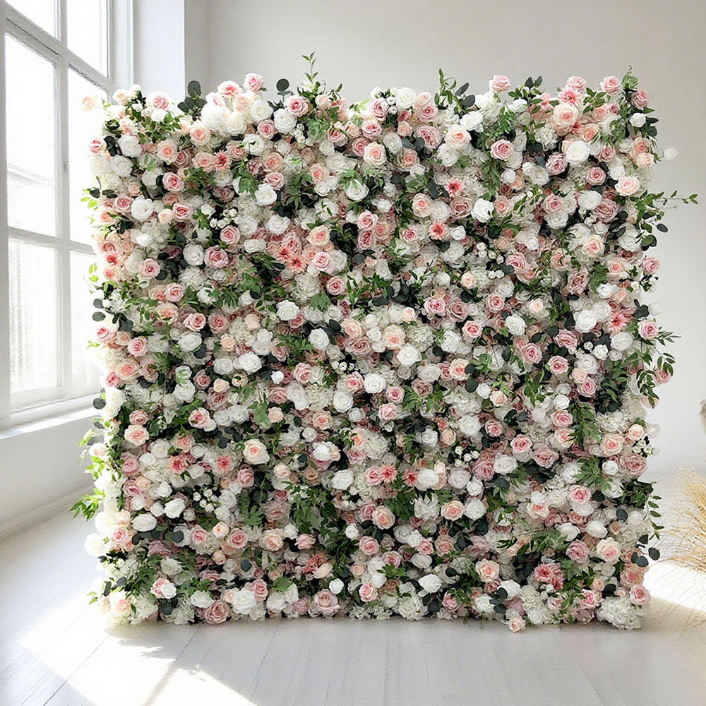 GREEN-PINK WALL 2508 (14) New Design Premium 2026 Collection Artificial Flower Wall for Wedding Supplies - Image 1