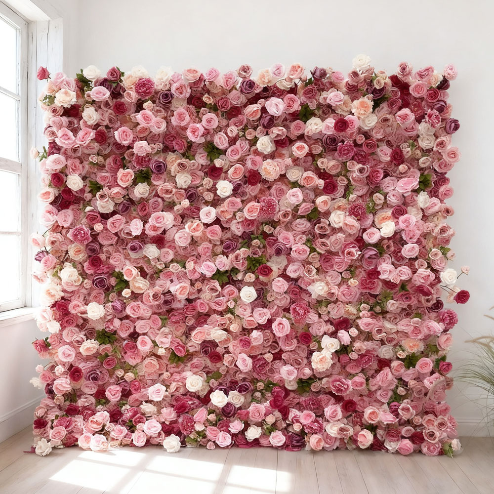 Pink-wall-2509 (19) 2026 NewInnovations in Fire Retardant Artificial Flower Wall Panel for Safe Wedding Decoration - Image 1