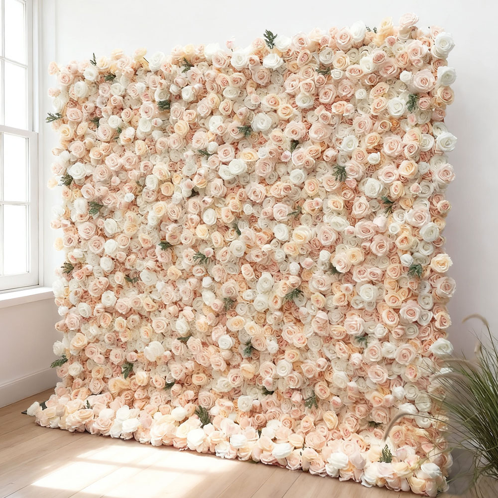 Pink-wall-2509 (2) New Trend 2026 UV-Resistant Outdoor Artificial Flower Wall for Wedding Decoration - Image 1