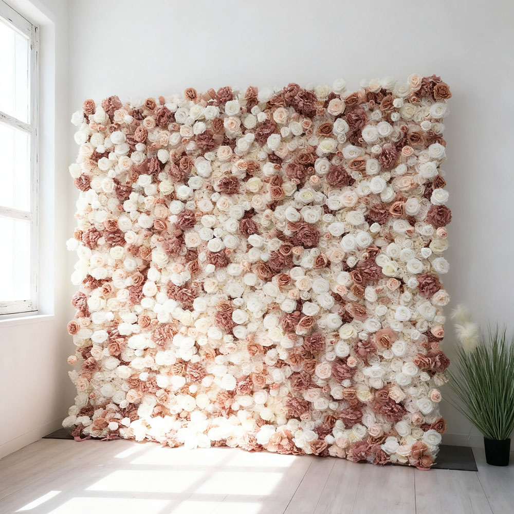 Pink-wall-2509 (41) Wholesale Customizable Artificial Flower Wall For Wedding Backdrop And Banquet Hall Decoration - Image 1