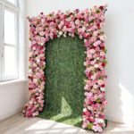 High Quality Wedding Church Lawn Wedding Stage Backdrop Decorative Silk Artificial Fabric Roll Up Flower Wall