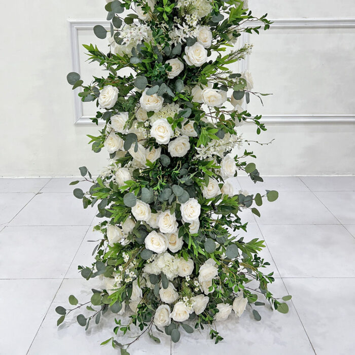 Custom Premium Artificial Wedding Flower Arch With Fabric And Silk Flowers For Unique Bridal Ceremonies - Image 2