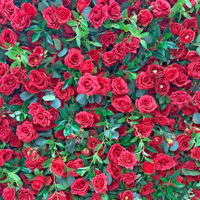 Decorative Cloth-based Flowers Wall Panels Red Roses Artificial Decoration Wedding Flower Wall Backdrop - Image 2