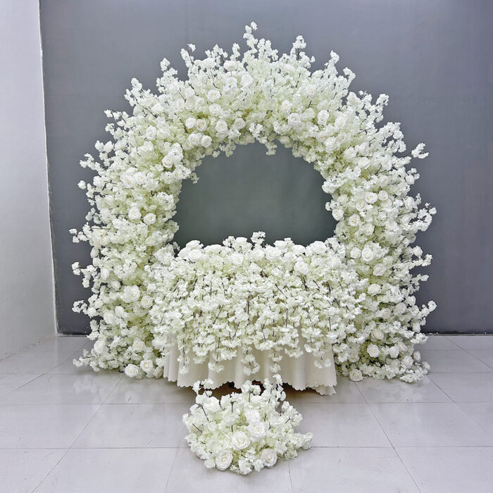 Custom Design Service Elegant Artificial Floral Wedding Arch Backdrop Arrangement - Image 4