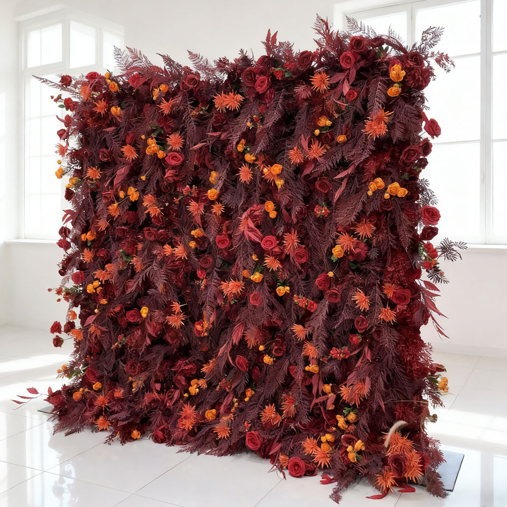 Red-wall -2509 (17) High-End Silk Artificial Wedding Flowers Dreamy 5D Artificial Flowers Wall Panel Background For Party Wedding Decoration - Image 1
